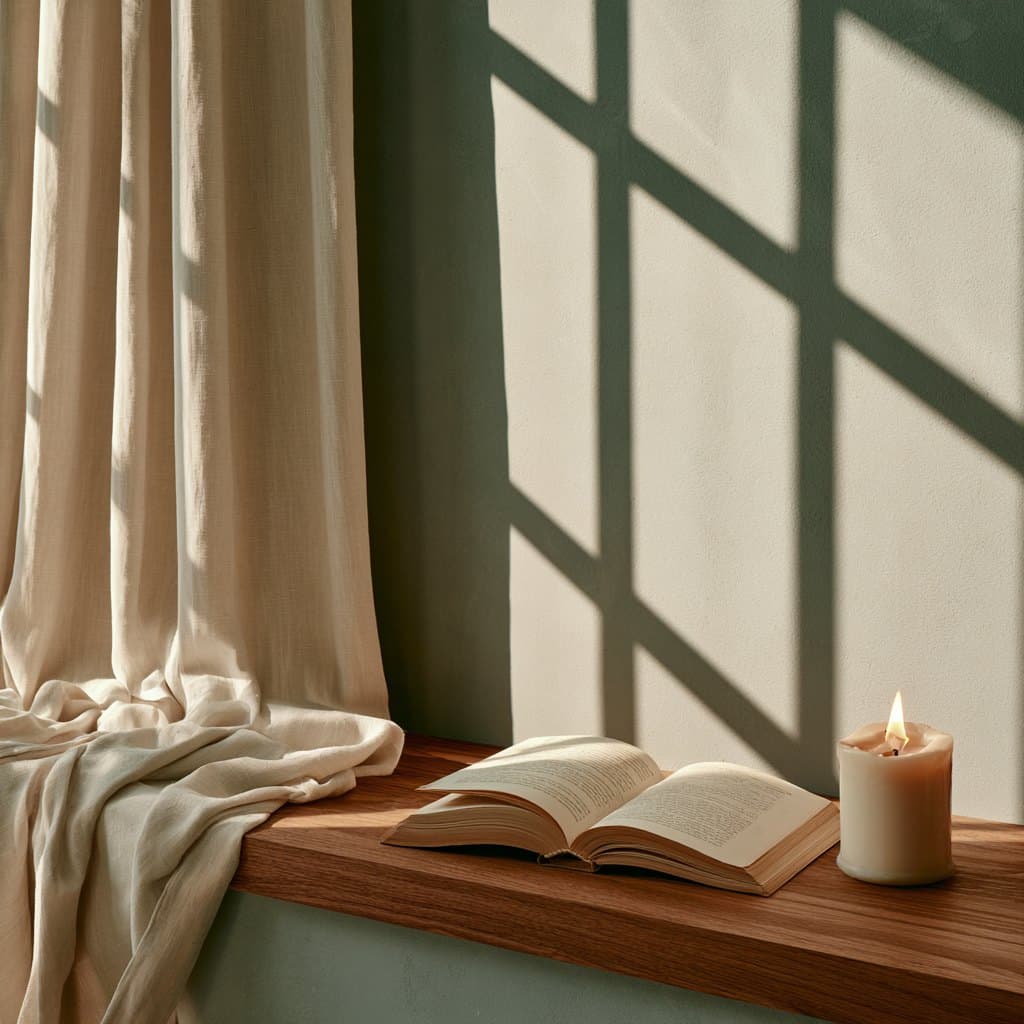 Luz de ventana sobre madera